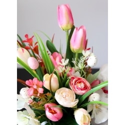 STROIK WIOSNA Ceramiczny BIAŁY ZAJĄC z kwiatami odc. RÓŻ BIEL